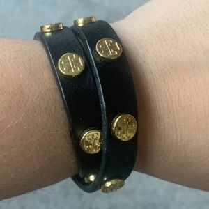 Tour Burch Wrapped Leather Bracelet